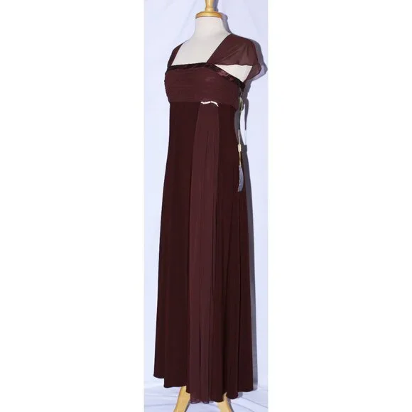 NoxAnabel #2015 Stretch Jersey Formal or Bridesmaid Dress-Size 2X-BROWN-NWT - Picture 3 of 5